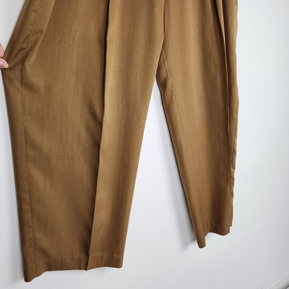 Banana Republic Wide Leg Pants Pleated Trouser Tan Tencel Lyocell Size 18 - Picture 11 of 12